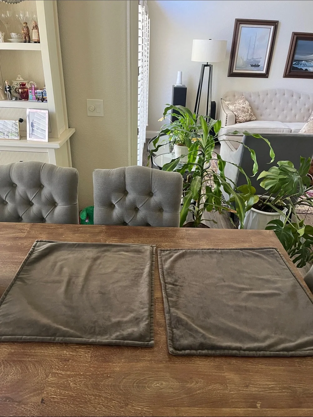 2 Crate & Barrel 20x20 grey velvet pillow covers - Picture 2 of 8